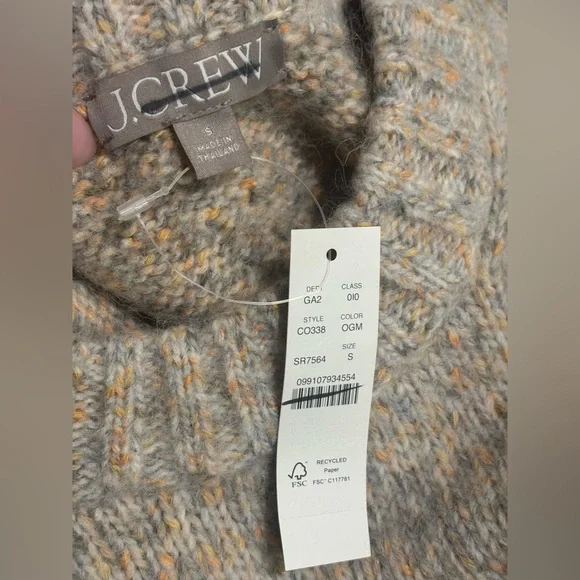 NWT J.Crew Relaxed Crewneck Pullover Sweater Wool Blend Small Gray Orange Cozy - Picture 10 of 11